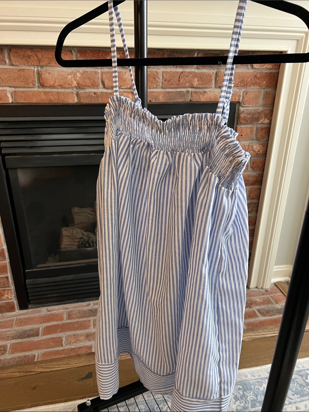 SHEIN Blue and White Striped Smocked Cami Dress